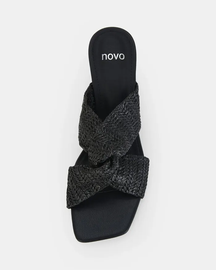 URBINOS BLACK Open Toe Heels Party NOVO Shoes Women