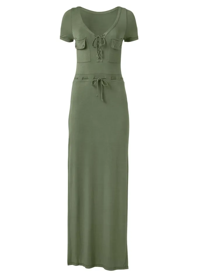 Utility LaceUp Maxi Dress Olive Women VENUS Maxi Dresses