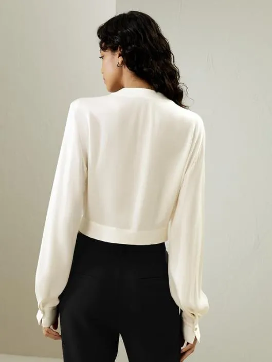Vneck Silk Blouse With Gathered Hem Women Blouses Lilysilk Shirts