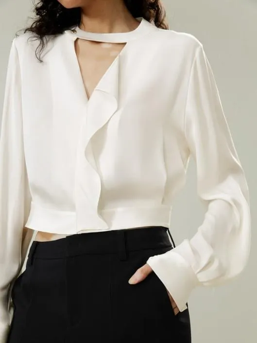 Vneck Silk Blouse With Gathered Hem Women Blouses Lilysilk Shirts