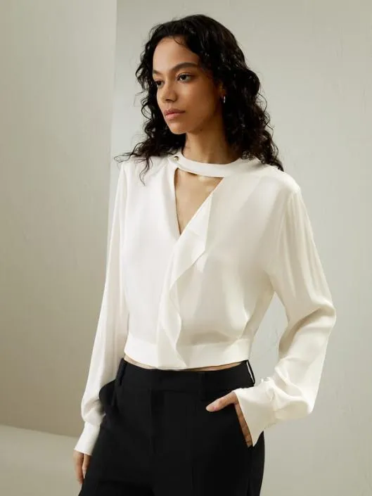 Vneck Silk Blouse With Gathered Hem Women Blouses Lilysilk Shirts