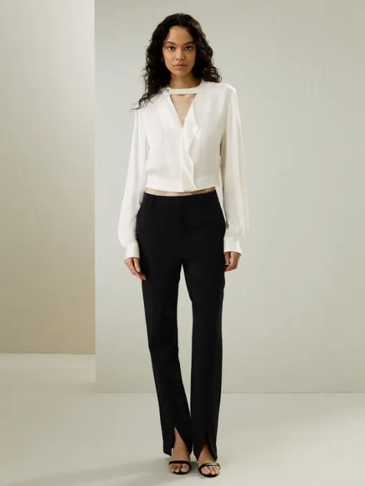 Vneck Silk Blouse With Gathered Hem Women Blouses Lilysilk Shirts