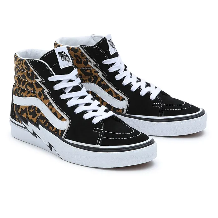 Vans HiTop Shoes Women Leopard Sk8Hi Bolt Shoes Black