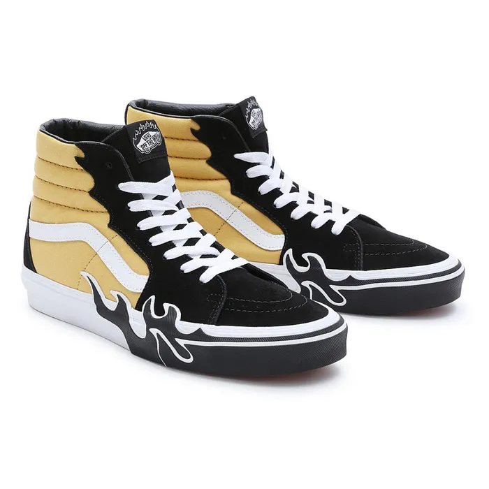 Vans HiTop Shoes Women Sk8Hi Flame Shoes Black