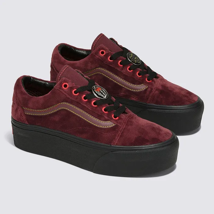 Vans Platform Shoes Women Disney X Old Skool Stackform Shoes Red