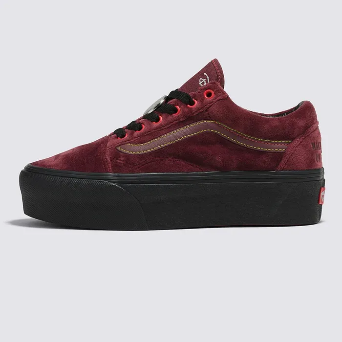 Vans Platform Shoes Women Disney X Old Skool Stackform Shoes Red
