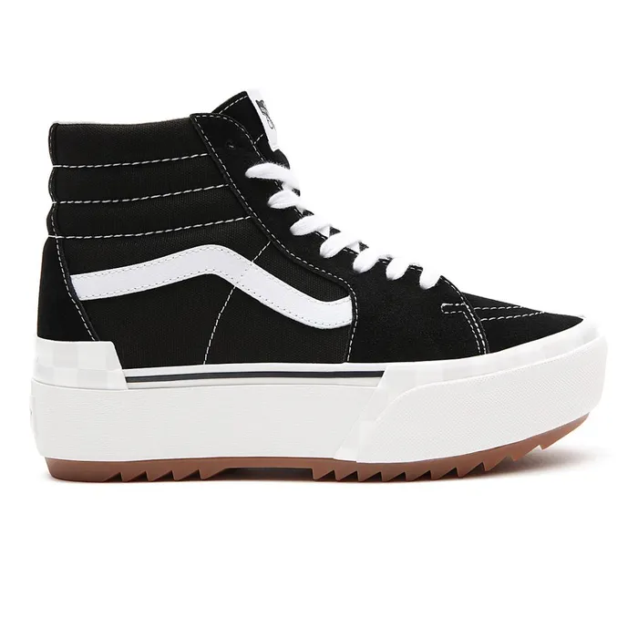Vans Platform Shoes Women SuedeCanvas Sk8Hi Stacked Shoes Black