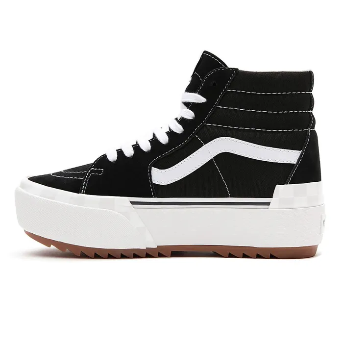 Vans Platform Shoes Women SuedeCanvas Sk8Hi Stacked Shoes Black