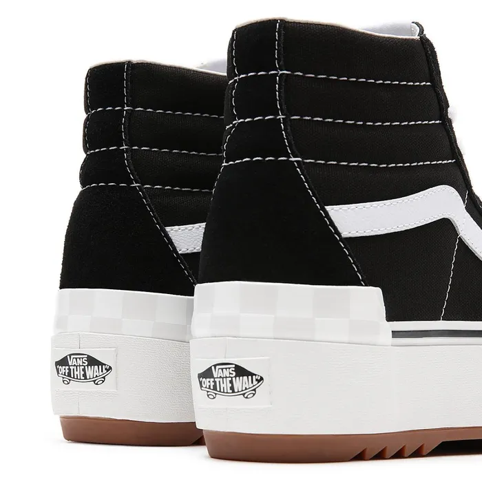 Vans Platform Shoes Women SuedeCanvas Sk8Hi Stacked Shoes Black