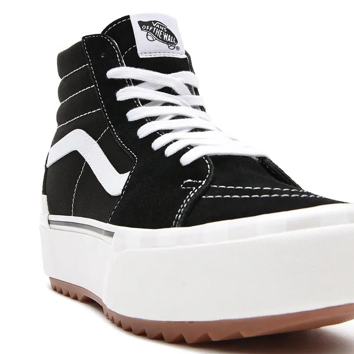 Vans Platform Shoes Women SuedeCanvas Sk8Hi Stacked Shoes Black