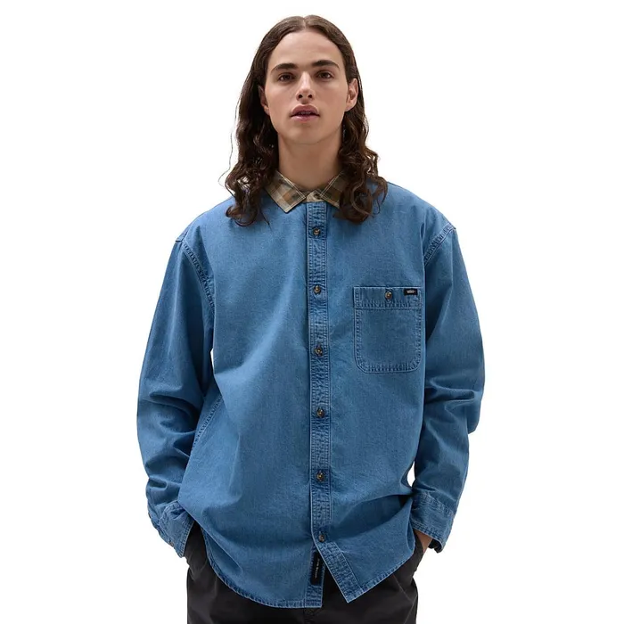 Vans Shirts Men Deerfiel Long Sleeve Shirt Blue
