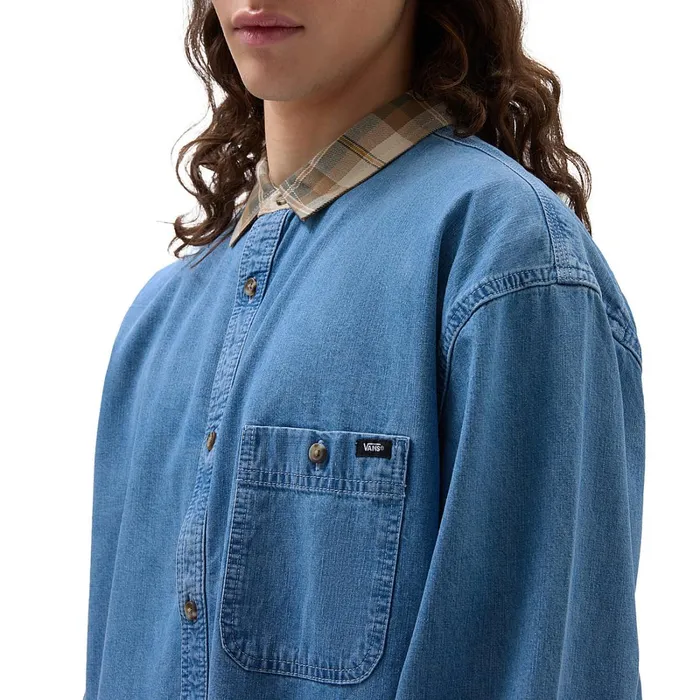 Vans Shirts Men Deerfiel Long Sleeve Shirt Blue