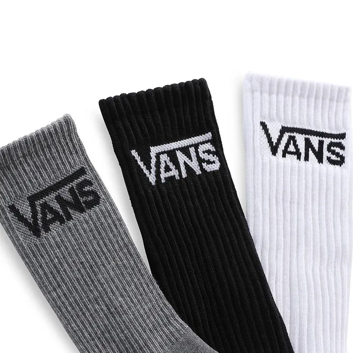 Vans Socks Kids Classic Crew 3 Pairs 814 Years Black Grey