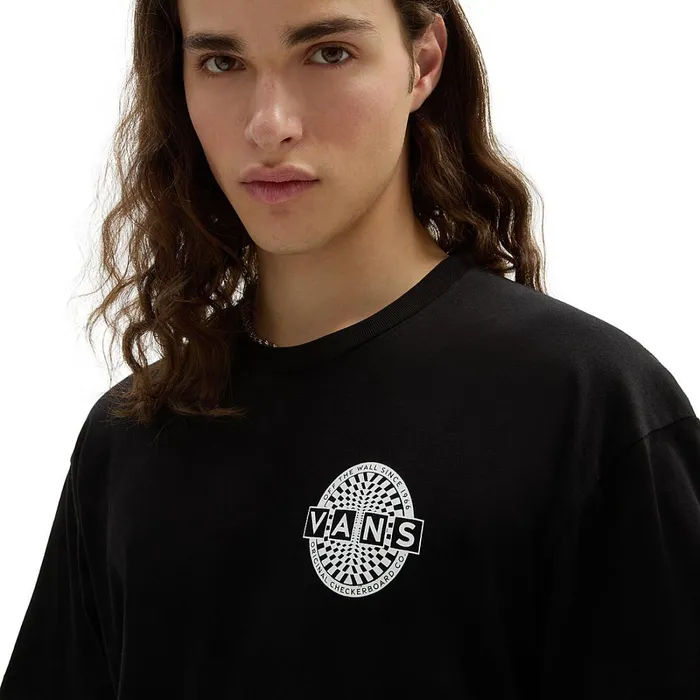 Vans Tshirts and Tanks Men Warped Checkerboard Logo TShirt Black