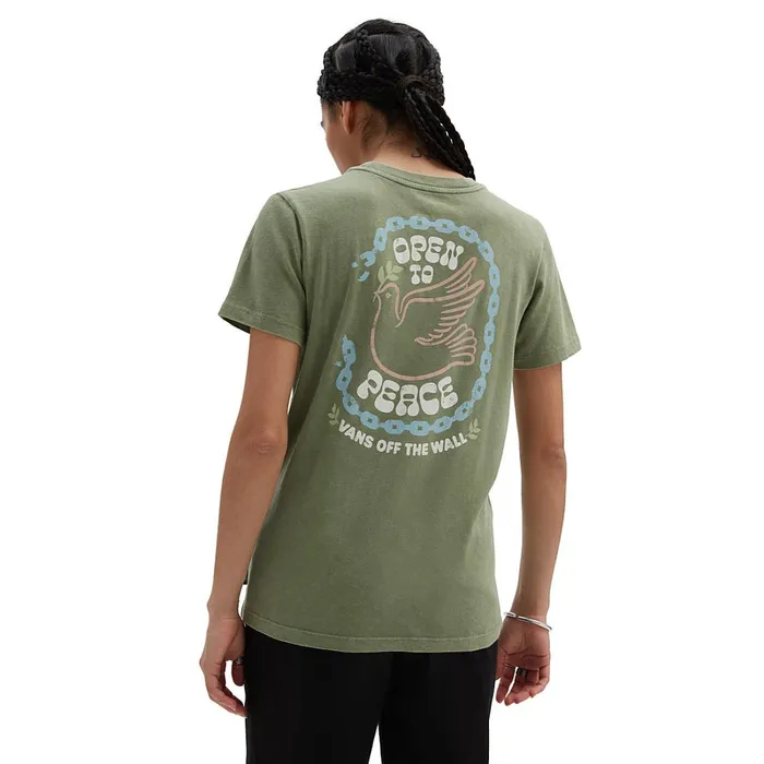 Vans Tshirts and Tops Women Open To Peace Crew TShirt Green