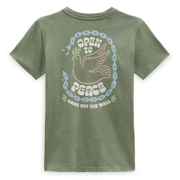 Vans Tshirts and Tops Women Open To Peace Crew TShirt Green