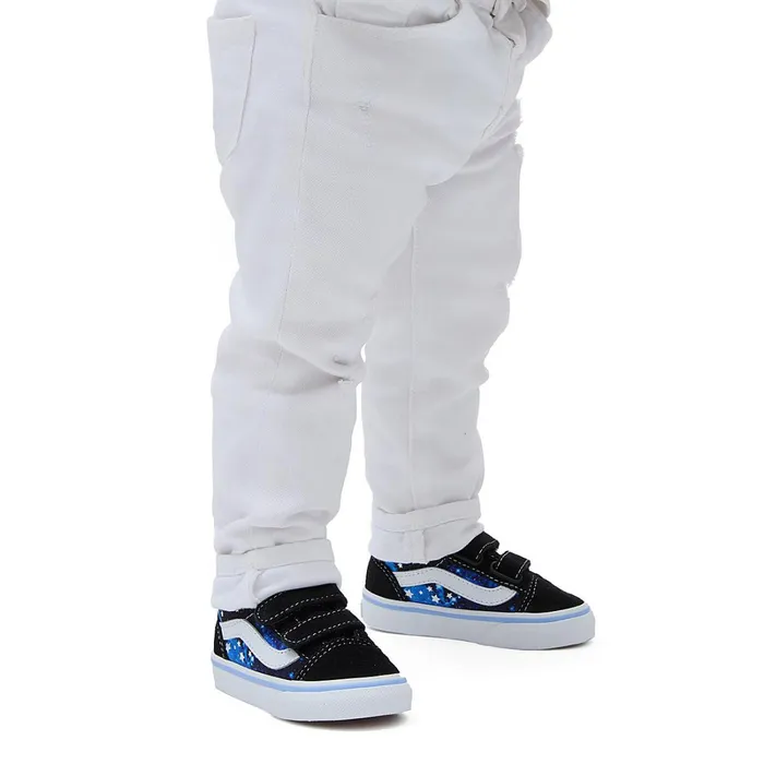 Vans View All Kids Toddler Old Skool Hook And Loop Shoes 14 Years Blue Black