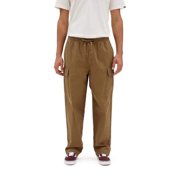 Vans View All Men Range Cargo Baggy Tapered Elastic Trousers Brown