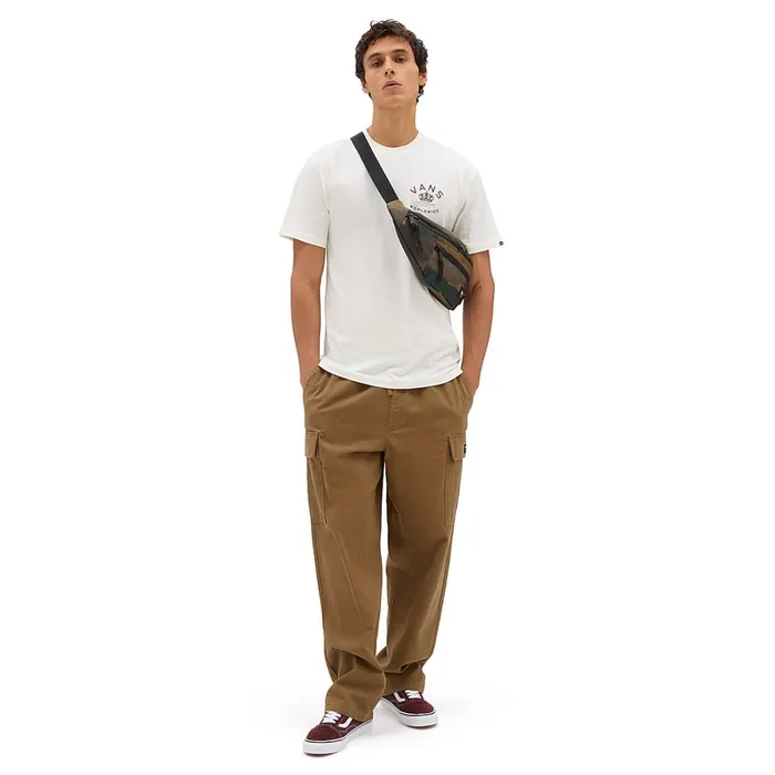 Vans View All Men Range Cargo Baggy Tapered Elastic Trousers Brown