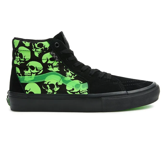 Vans View All Men Skate Sk8Hi Glow Skulls Shoes Green