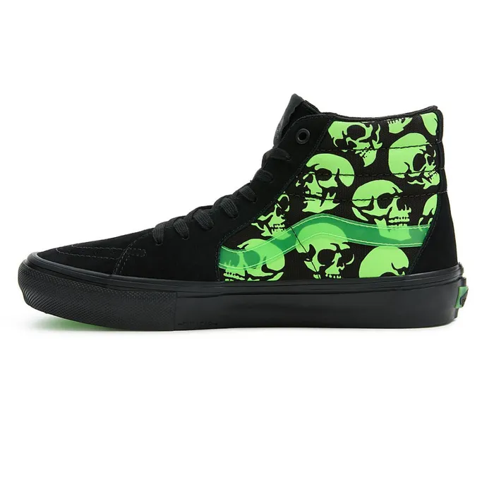 Vans View All Men Skate Sk8Hi Glow Skulls Shoes Green