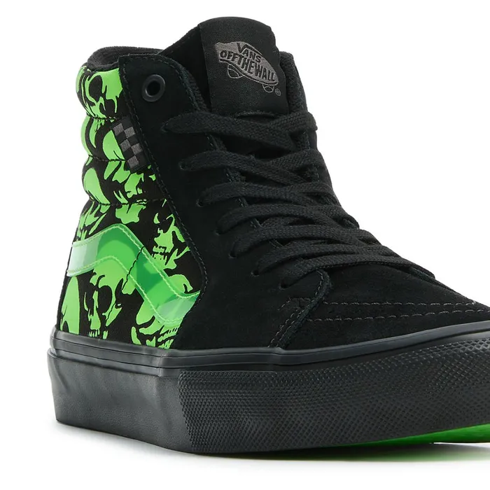 Vans View All Men Skate Sk8Hi Glow Skulls Shoes Green