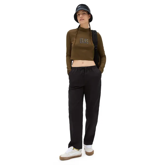 Vans View All Women Varsity V Mock Neck Mini Long Sleeve TShirt Brown