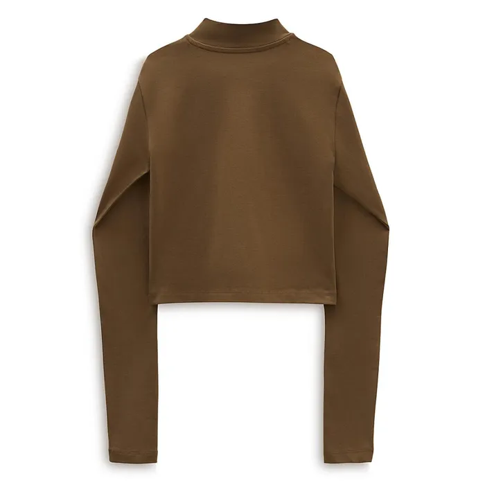 Vans View All Women Varsity V Mock Neck Mini Long Sleeve TShirt Brown