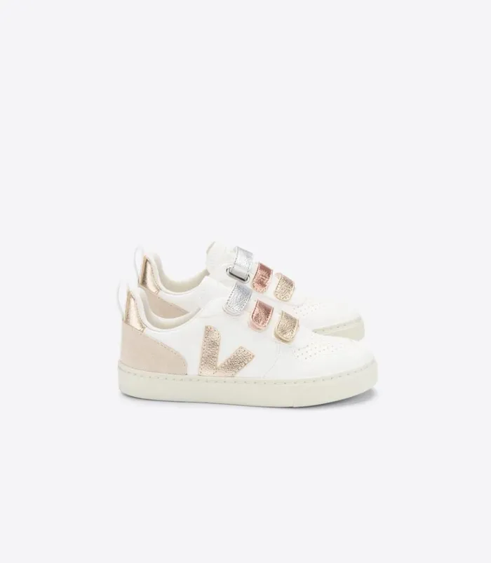 VEJA V10 Kids V10 CHROMEFREE LEATHER MULTICO WHITE SHINY