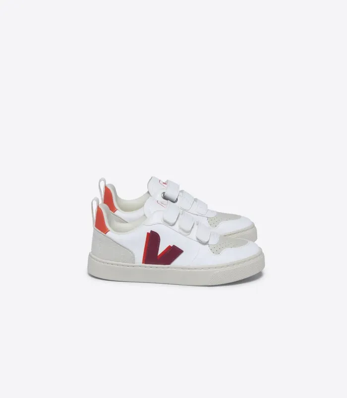 VEJA Vegan Kids V10 CWL WHITE MARSALA ORANGE FLUO