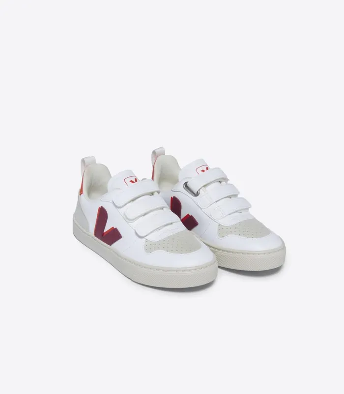 VEJA Vegan Kids V10 CWL WHITE MARSALA ORANGE FLUO