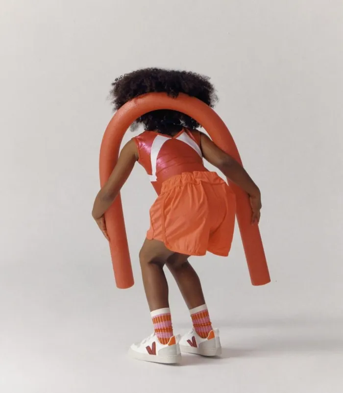 VEJA Vegan Kids V10 CWL WHITE MARSALA ORANGE FLUO