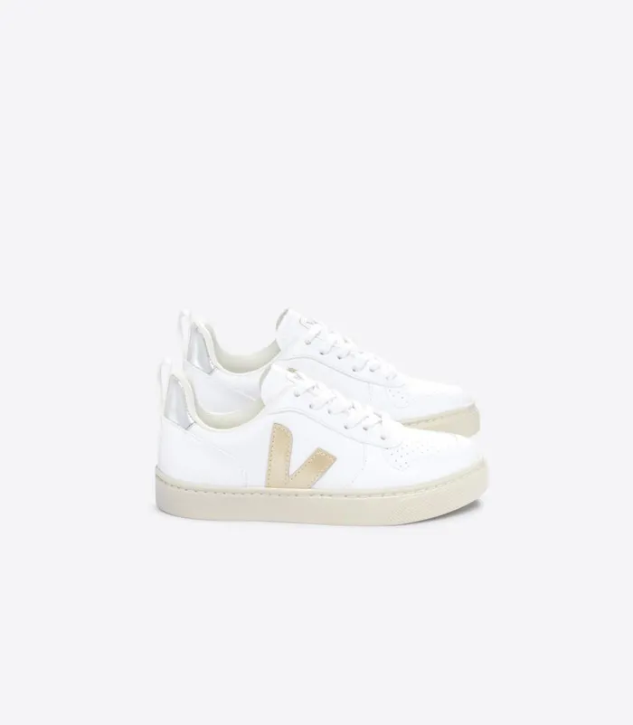VEJA Vegan Kids V10 LACES CWL WHITE PLATINE SILVER