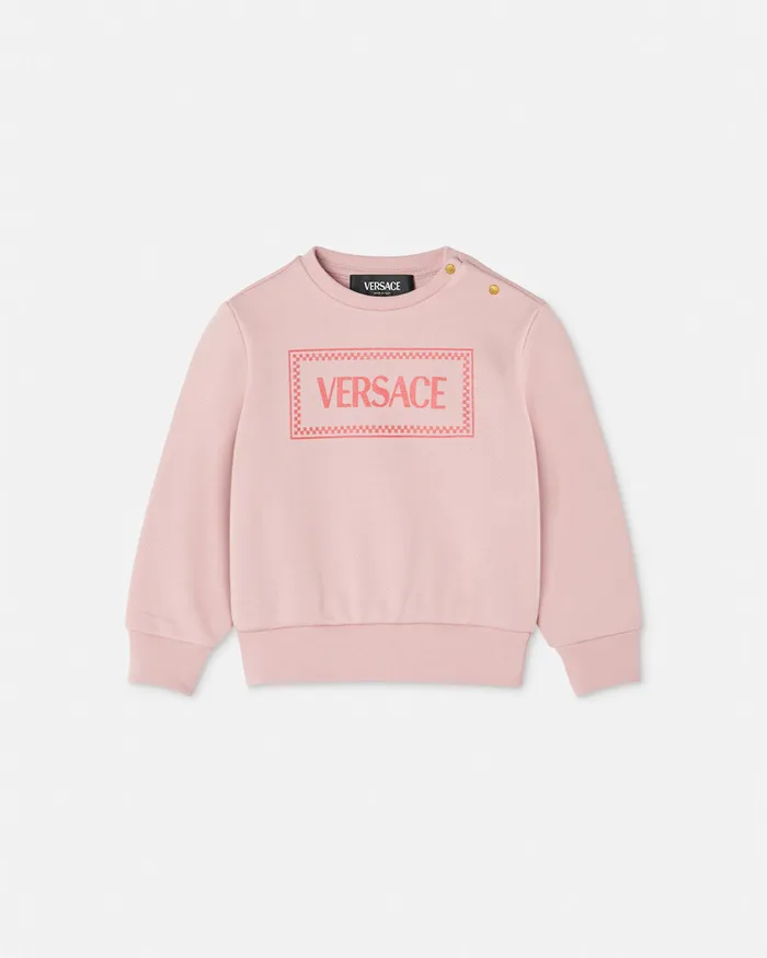Versace 90s Vintage Logo Baby Sweatshirt Light Pink Kids Knitwear and Sweatshirts