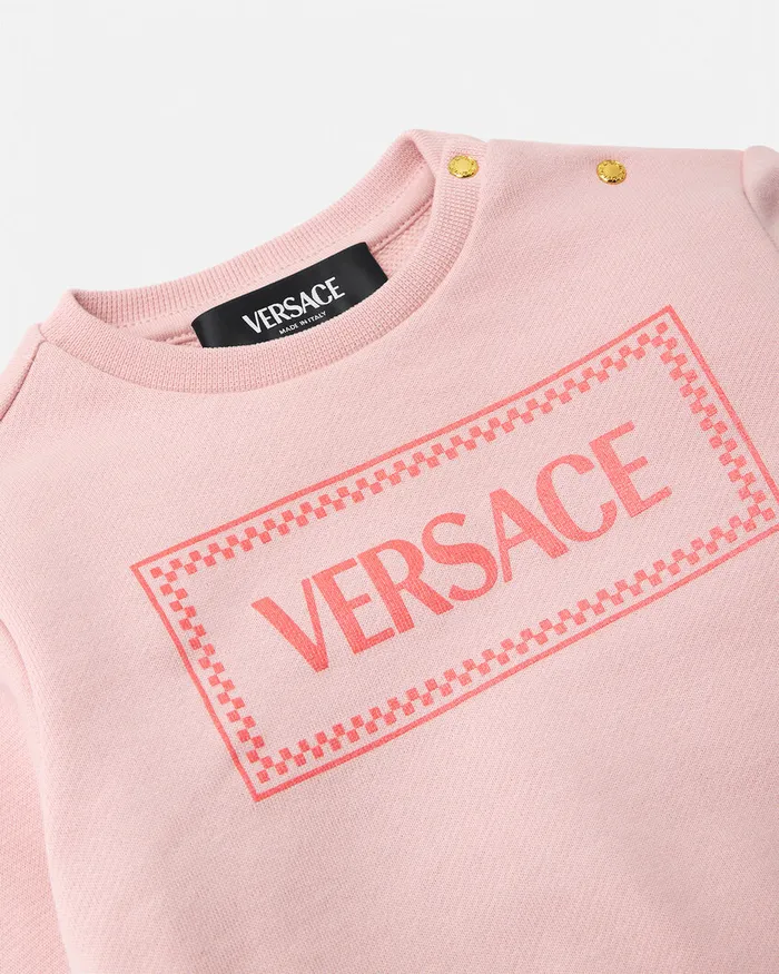 Versace 90s Vintage Logo Baby Sweatshirt Light Pink Kids Knitwear and Sweatshirts
