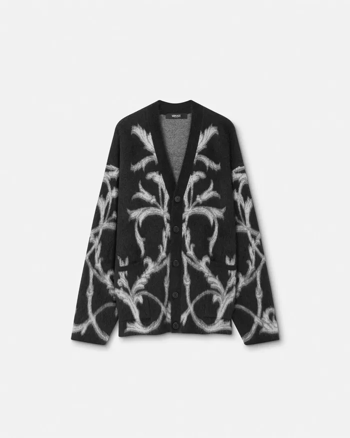 Versace Acanthus Leaves MohairBlend Cardigan Black Men Knitwear