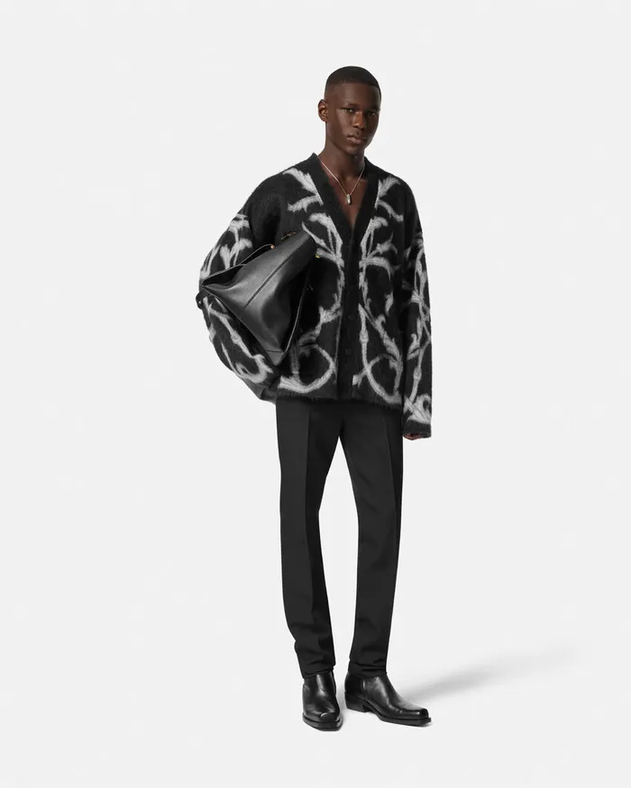 Versace Acanthus Leaves MohairBlend Cardigan Black Men Knitwear