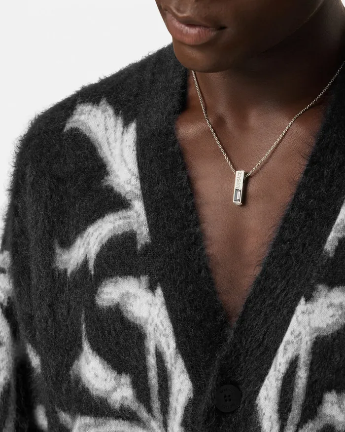 Versace Acanthus Leaves MohairBlend Cardigan Black Men Knitwear