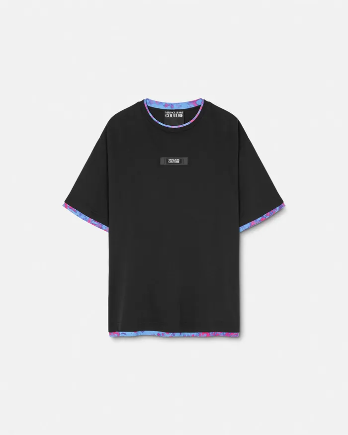 Versace Animalier Logo TShirt Blackprint Men Jeans Couture