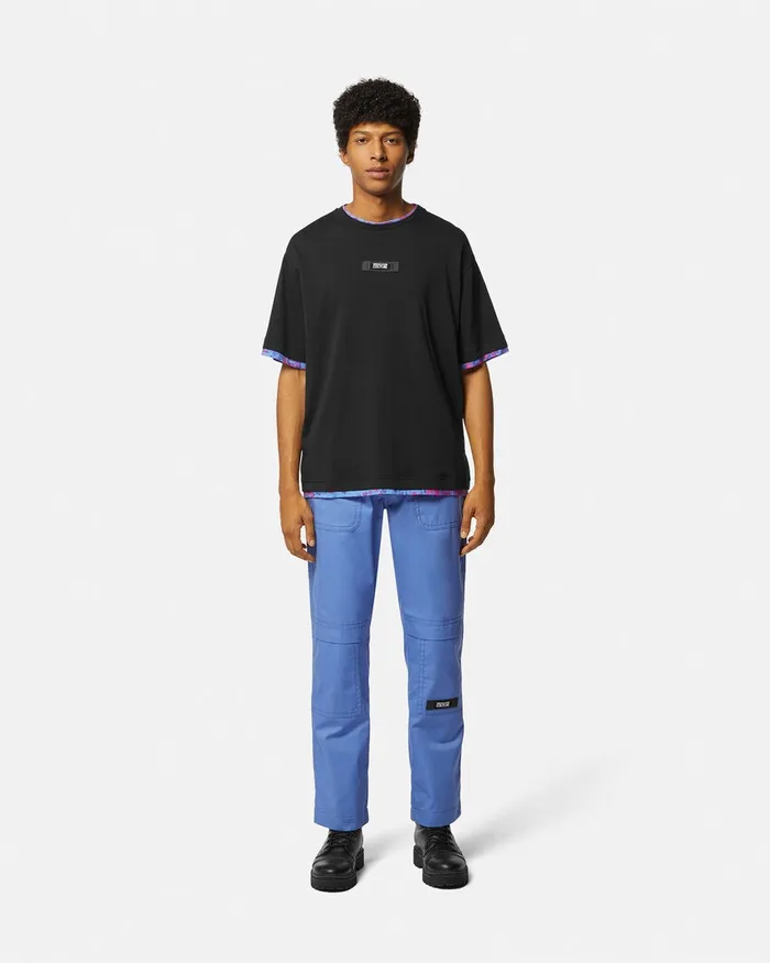 Versace Animalier Logo TShirt Blackprint Men Jeans Couture