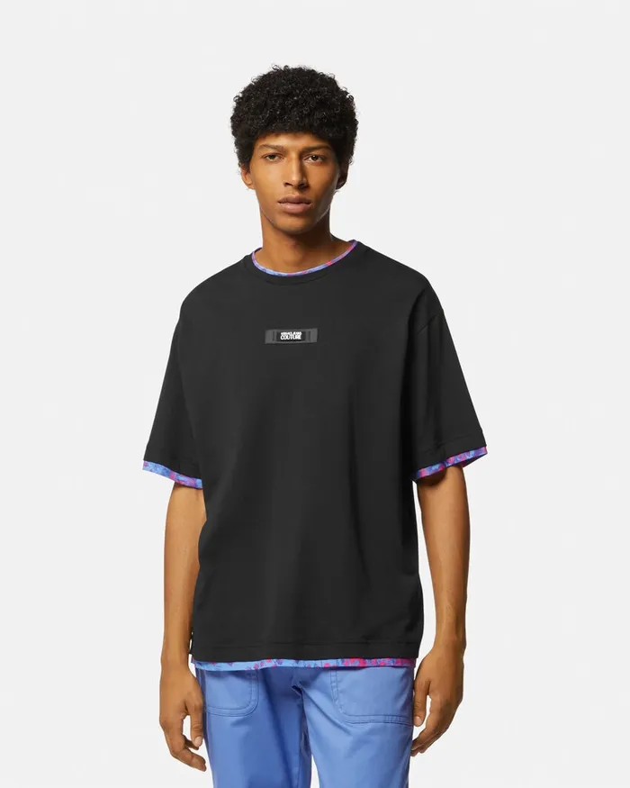 Versace Animalier Logo TShirt Blackprint Men Jeans Couture