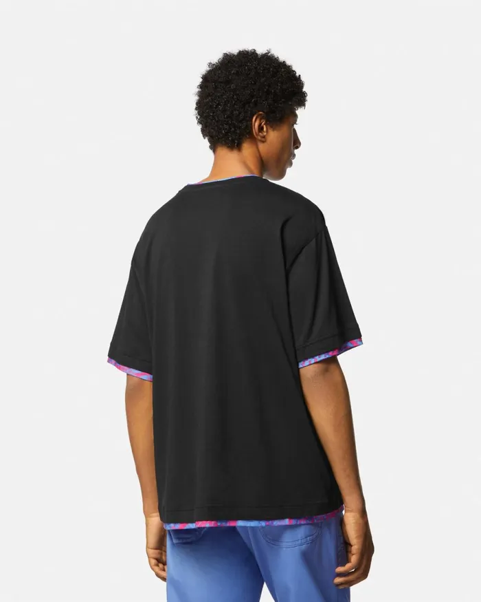 Versace Animalier Logo TShirt Blackprint Men Jeans Couture