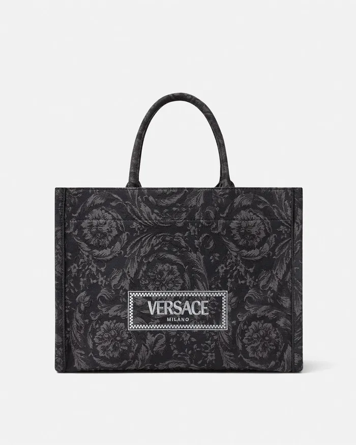 Versace Barocco Athena Medium Tote Bag Blackprint WomenMen Totes