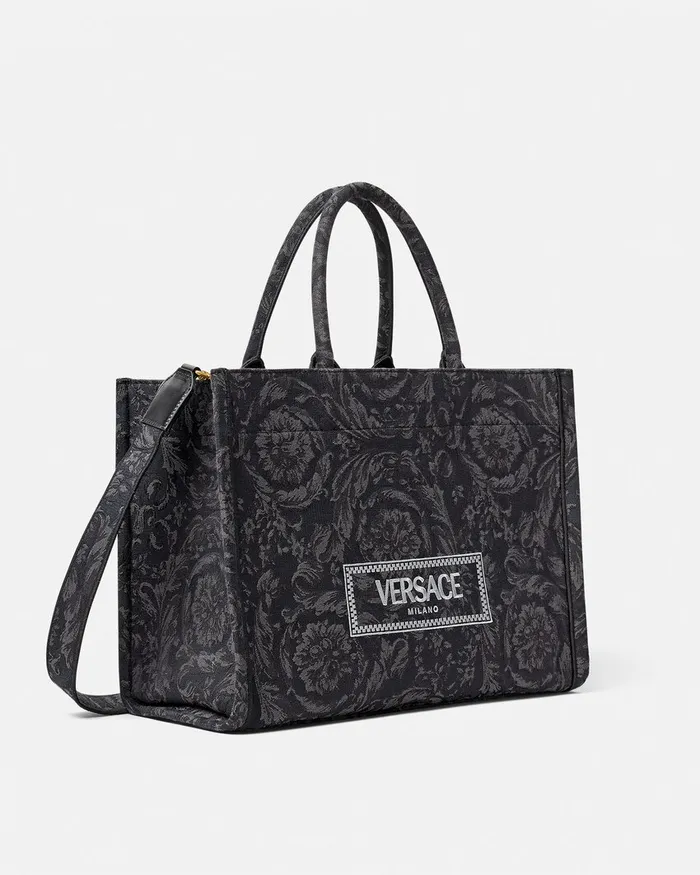 Versace Barocco Athena Medium Tote Bag Blackprint WomenMen Totes