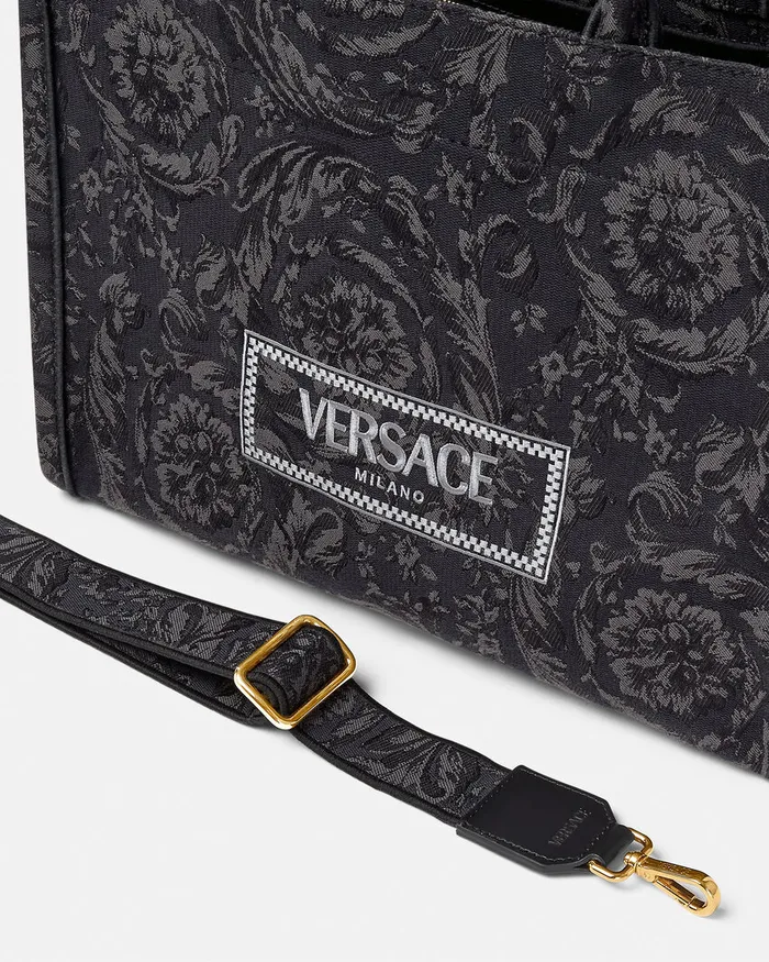 Versace Barocco Athena Medium Tote Bag Blackprint WomenMen Totes