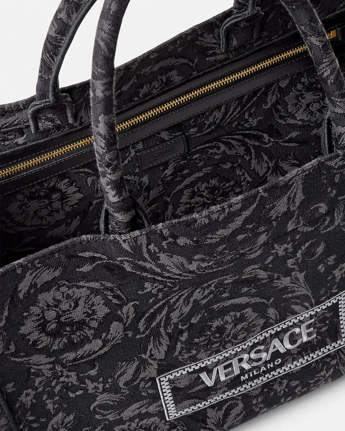 Versace Barocco Athena Medium Tote Bag Blackprint WomenMen Totes