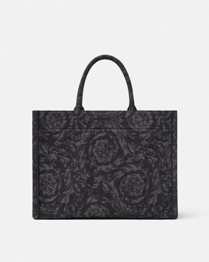 Versace Barocco Athena Medium Tote Bag Blackprint WomenMen Totes