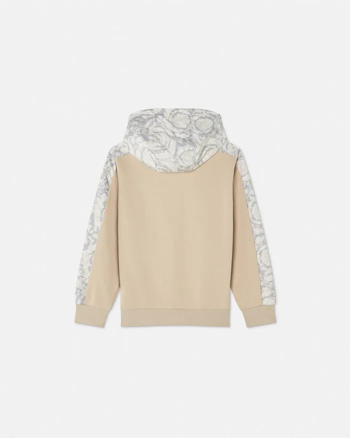 Versace Barocco Baby Paneled Hoodie Beigeprint Kids Knitwear and Sweatshirts