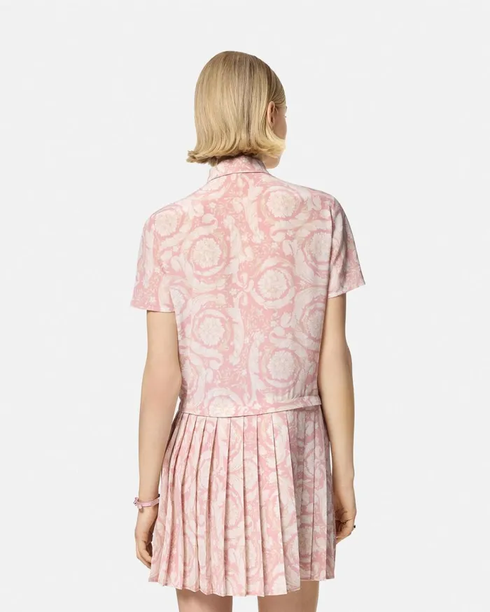 Versace Barocco Lavallire Silk Crpe Mini Dress White Women Dresses