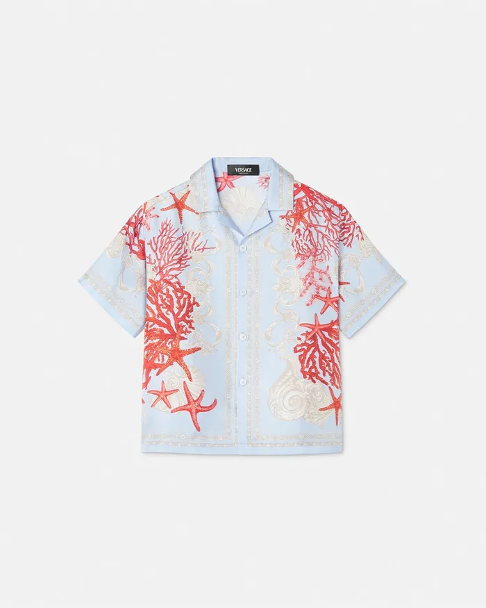 Versace Barocco Sea Silk Shirt Blueprint Kids Shirts
